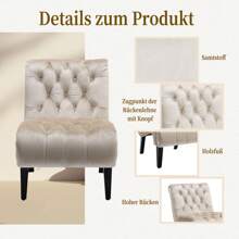 okwish Relaxing Chair, Poster Chair, Lounge Chair, Living Room Chair, Office Chair With Wooden Legs, Velvet, Black/Silver Gray/Beige