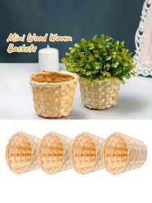 6 piezas de Mini cestas tejidas de bambú, decoración para el hogar, organizador pequeño para el escritorio, mini cestas para flores, mini cestas decorativas tejidas para la mesa del hogar, fiestas, bodas, ocasiones universales, ideal para Navidad y Acción de Gracias