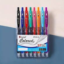 8pcs Mixed Color Gel Pen, Simple Portable Gel Rollerball Pen For Office, School, Student Back To School - Multicolor - View 4