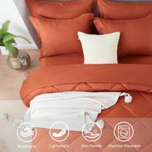 5/7 Piece Solid Color Bed Comforter Set Queen, Creative Geometric Pattern Design, Soft And Comfortable Summer Bedding Set.Bed In A Bag For All Seasons, Includes Comforter, Flat Sheet, Fitted Sheet, Pillowcases,  Ideal Gift.