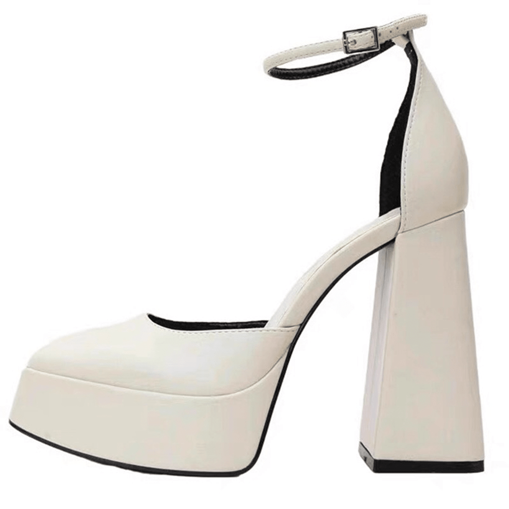 Mary Jane spessa con tacchi alti donna 2025 nuova fata vento impermeabile Taiwan francese testa quadrata una parola fibbia con scarpe singole