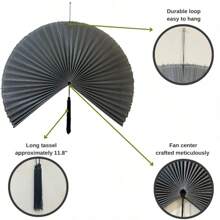 Wall Decor,Japanese Wall Fan Decor,Large Bamboo Fan Wall Art For Boho Hanging Headboard,Decorative Folding Fan For Over Bed Decorations,Large Wall Dcor (Ivory, 48inch) - Màu xám đen - Xem 2