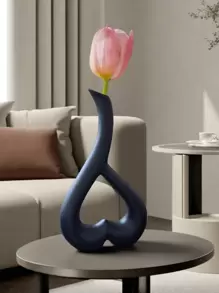 YINUOYOUJIA 白色艺术陶瓷花瓶 - 现代心形花瓶，适合极简主义装饰，美学花瓶，适合家庭装饰客厅、咖啡桌、婚礼、餐桌、办公室 - 彩色 - 查看 1