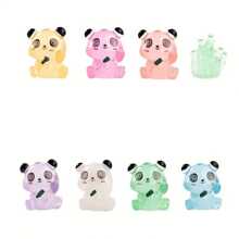 8pcs Luminous Colorful Resin Panda & Bamboo Sculpture, 2 Styles Glow-In-The-Dark Mini Panda Figurines, Handmade With Bamboo Stem, Multi-Functional Indoor/Outdoor Fairytale Garden Decor, Unique Home/Bedroom/Desk Decoration, Fun Party & Holiday Gift (Random Color & Style)