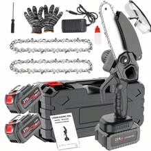 Mini Cordless Chain Saw Electric, 6 Inch Handheld Electric Chain Saw, 2 Batteries And 2 Handheld Portable Chain Saw, A Pair Of Goggles And A Pair Of Gloves For Trees, Yard, House And Garden. Father's Day Gift, Holiday Gift, Birthday Gift - Multicolor - View 4