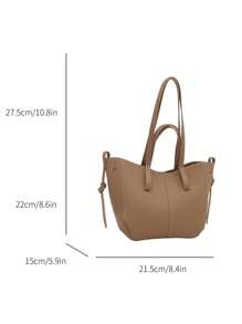 Pol Wing Design 小众法式托特包，Cyme 奢华复古欧式上班通勤手提包，单肩水桶腋下购物袋 - 卡其色 - 查看 4