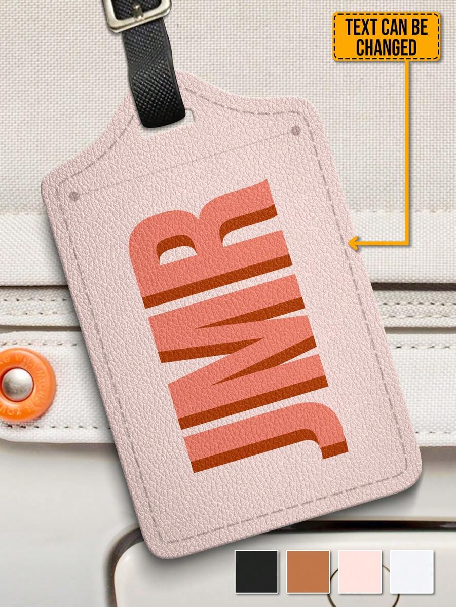 带字母的定制皮革行李牌、个性化旅行必需品、优雅的包袋名牌、旅行者礼物 - As Shown - 查看 1