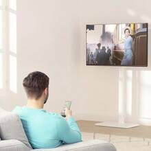 Floor TV Stand With Power Outlet Tall TV Stand Floor Mount For 32-75 Inch TV Up To 110 Lbs Swivel And Height Adjustable TV Stand With Wood Base For Bedroom Office TVDVD-7PW White - 白色1 - 查看 9