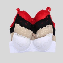 Kit até 03 Sutiãs Rendado Reforçado Premium Melissa Com Bojo Push Up Efeito Silicone Poliamida Alças Reguláveis - Multicolorido - Visão 2