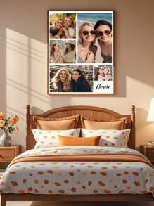 1pc Personalized Photo Collage Canvas, Family Photo Collage Print Gift, Gift For Couples Gifts Birthday Graduation - Multicolor - View 4