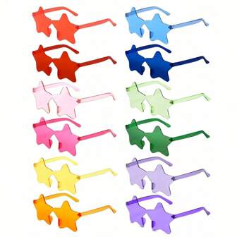 20pcs/14pcs Rimless Glasses Star Shaped Frameless Glasses Transparent Candy Color Eyewear For Women Girl Men Party Favor, Perfect For Pool And Beach Parties Summer Parties, Birthday Parties, Carnival, Easter, Fun Events Or Party Favors(More Colors Random)