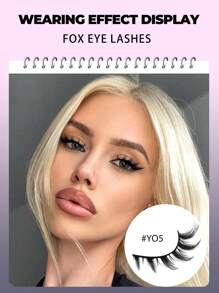 GROINNEYA 7 Pairs Cat Eye False Eyelashes, Natural Look 3D Faux Mink Soft Anime Cosplay Thick Lashes (Y05) - 黑色 - 查看 2
