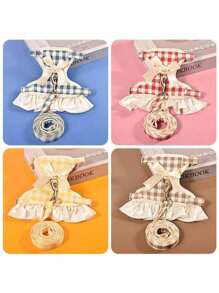 Pet Harness And Leash Set, Suitable For All Seasons, Soft Mesh Comfortable Breathable High-End Fashion Personalized Adjustable Cat Harness Cat Leash, Small Pet Vest-Style No-Leash Neck Dog Leash, Suitable For Cats And Small Dogs To Go Out For A Walk.
