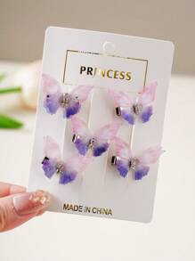 5pcs/20pcs Kids Colorful Cute Butterfly Hair Clips, Premium Rhinestone Mesh Hair Accessories, Suitable For Girls Daily Use