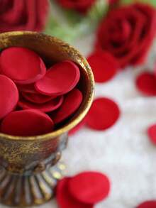 200pcs Rose Petals, Faux Silk Flower Petals For Wedding Flower Girl Basket White Aisle Scatter Dinner Table Centerpieces Party Confetti Bridal Shower Romantic Night Decoration - Multicolor - View 2