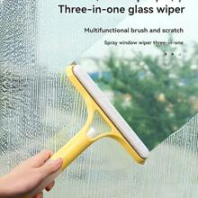 3-In-1 Multifunctional Glass Cleaning Tool With Sprayer, Polypropylene (PP) Plastic, Suitable For Bathroom, Kitchen, Living Room, Bedroom, Toilet - Efficient Mirror And Window Scraper