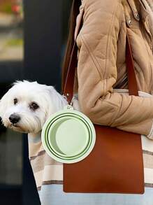 1 件可伸缩折叠狗狗爱好者和狗妈妈爱碗带挂钩，轻巧简约风格，适合散步、旅行、户外活动