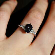 925 Silver Exquisite Vintage Promise Ring Suitable For Marriage,Engagement, Banquet, Birthday And Anniversary Gift For Her - Black - View 5