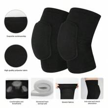 1Pair Of Unti-Slip Knee Pads Soft Knee Pads Breathable Knee Compression Sleeves Suitable For Dancing Wrestling Volleyball Basketball Running Football Jogging And Cycling - Black - View 8