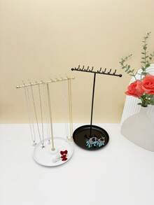 1Pc T-Shaped Jewelry Display Stand With Sturdy Metal Base