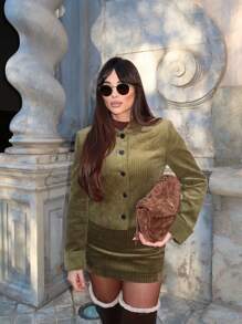 Women's Casual Corduroy Single-Breasted Short Jacket, Fashionable For Commuting And Dating, Spring/Summer