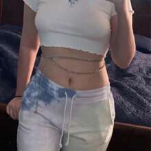 1 Pc Fashion Double-Layer Metal Waist Chain, Versatile Simple Jeans Accessory Suitable For Teenagers, Casual Outdoor Activities Or Vacations, Graduation Gifts, Birthday Party Outfits Or Daily Wear
