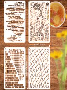 Set de 12 plantillas de pintura de patrones mixtos, plantillas de artesanía reutilizables y lavables que incluye patrones de veta de madera, telaraña y multicapa para pintura en aerosol para pared, lienzo, tarjetas y bricolaje