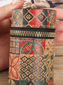 New Fashion Floral Printed Silk Scarf And Lipstick Bag Set Wallet Purse Wallet Mini Wallet Coin Wallet - Multicolor - View 4
