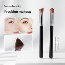 1 Pc Multi-Function Makeup Brush - Premium Crystal Triangle Highlighter Brush For Brightening Tear Troughs, Face Contour, Nose Shading, Concealing, Delicate & Portable, Soft Bristles
