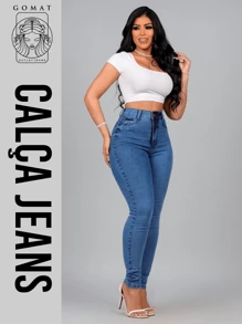 Women's Skinny Jeans, High Waist, Shapes Butt, Premium Line - Cadet Blue - View 3