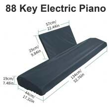 Funda para piano electrónico de 88 teclas con cordón, funda completa de tela técnica con pantalla espectral para piano eléctrico de 88 teclas - Negro - Ver 2