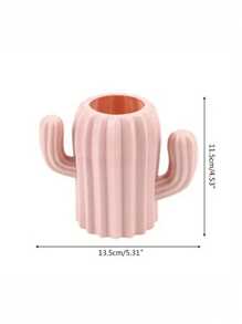 1 pièce Boîte de rangement de bureau en forme de cactus - Faite de résine ABS, support pour stylos et crayons, conteneur de fournitures de bureau mode bleu ou rose, idéal pour les fournitures d'art, organiseur de stylo de bureau mignon, rentrée scolaire, fournitures scolaires, étui à crayons, trousse à crayons, sac d'école