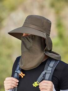 1 pieza Sombrero ancho casual para hombre, sombrero de cubo transpirable para protección solar en exteriores y viajes en bicicleta