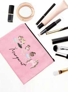 Customized Name Personalized Dancer Ballet Girl Makeup Bag, Stationery Storage Bag, Travel Makeup Bag, Pencil Case, Girls Bachelorette Party Gift, Christmas/Valentine'S Day Gift, Women'S Travel Essentials, Winter - Multicolor - View 3