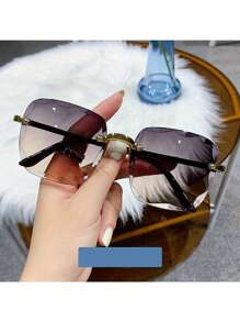 نظارات موضة نسائية بدون حافة مربعة الشكل، نظارات الموضة للرجال والنساء لفصل الصيف والسفر (لا يتضمن علبة النظارات) للعطلات الشاطئية والخارجية والسفر
