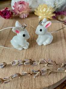 1 对 Winifred 和 Bramblerabbit 耳环，塑料耳环，兔子耳环，兔子珠宝，银质吊坠，耳环，珠宝，礼物，春季耳环，复活节 - 彩色 - 查看 4
