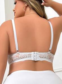 Damen Große Größen Unterwäsche-BH mit Bügel und ohne Fütterung, Lingerie mit Blumenspitzenbesatz, halbtransparente Unterwäsche