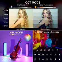 PULUZ Handheld LED Stick Light - 6.7" Full Color Portable RGB, Magnetic, 2000mAh Rechargeable Battery, Various Scene Modes For Photography & Videography & Photo Suitable For Selfies And Live Streaming, Photography, Portable Light Selfies Live Streaming Photography Portable Light Selfie Light Phone Light - Black - View 5