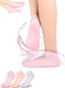 1 paire de chaussettes/manchettes pour les pieds en silicone hydratantes, protection des talons gercés, adoucissant les pieds calleux, convient pour la plage