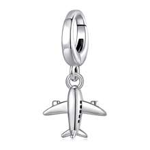 1 pièce Pendentif avion en argent sterling 925, convient pour bracelet chaîne serpent DIY, élégant bijou de perles - Argent - Voir 14
