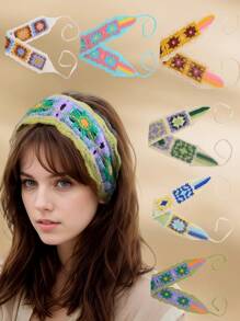 1 Stück neuer geknoteter kreuzförmiger gestrickter Damen-Stirnband, Paisley-Muster dehnbarer Stirnwärmer für Mädchen, einfarbiger Yoga-Sport-Fitness-weicher Haartuch-Stirnband-Turban-Stirnband-Schweißband