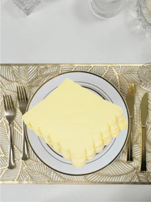 20pcs 16*16cm Yellow, Dusty Rose, Blue Semicircle Ruffle Trimd Cocktail Napkins, Disposable Paper Napkins Suitable For Daily Use, Lunch, Dinner, Gathering, Wedding, Birthday, Party And Other Occasions