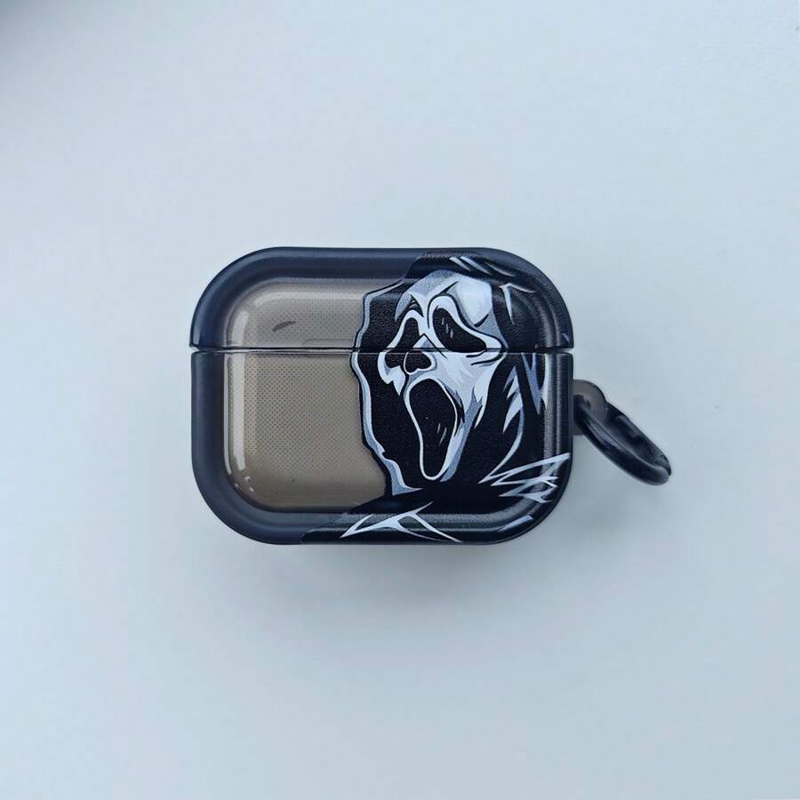 1pc Halloween Devil Demon Funny Novelty Personality Unisex Couples Holiday Style INS EU&US Casual Devil Cape Decor, Simple Creative Semi-Transparent Black 3D Frame Shape With Loop Compatible With Airpods 1/2/3/Pro/Pro2 Earphone Case
