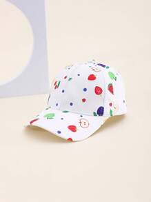 1pc Kids Cartoon Fruit Printed Baseball Cap, Spring/Summer Sun Protection Hat For Girls And Boys, Suitable As Holiday Gift, Outdoor Use