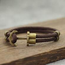 Vintage Pirate Bracelet Men Bronze Punk Bracelet Outdoor Survival Bracelet Gift For Him Double Rope Bracelets - Anchor Bracelet - View 5