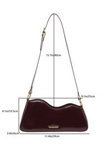 Bolsa tiracolo feminina de Pu brilhante nas axilas, bolsa de mão fashion com design assimétrico de queijo