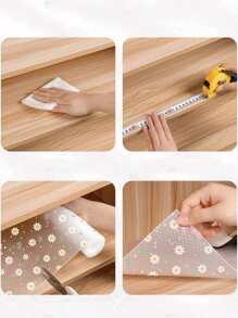 1 Roll Of Daisy Pattern Thickening Kitchen Cabinet Liner, Non-Stick Drawer Liner, Non-Slip Cabinet Liner, Washable EVA Refrigerator Liner, Easy To Cut Refrigerator Pad.