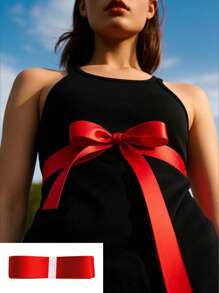 新娘腰带，时尚纯色超长腰带，配缎带蝴蝶结装饰丝带，适合婚纱、母亲节礼物、派对礼物、生日礼物、万圣节角色扮演、圣诞节等 - 粉色 - 查看 16