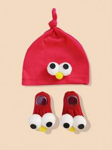 1 Set Bebé 0-1 Años Sombrero Cute Ojos Grandes Multicolor, Set de Sombrero y Calcetines de Bebé, Lindo Set de Calcetines Princesa y Gorro de Primavera/Verano para Uso Diario Recién Nacido