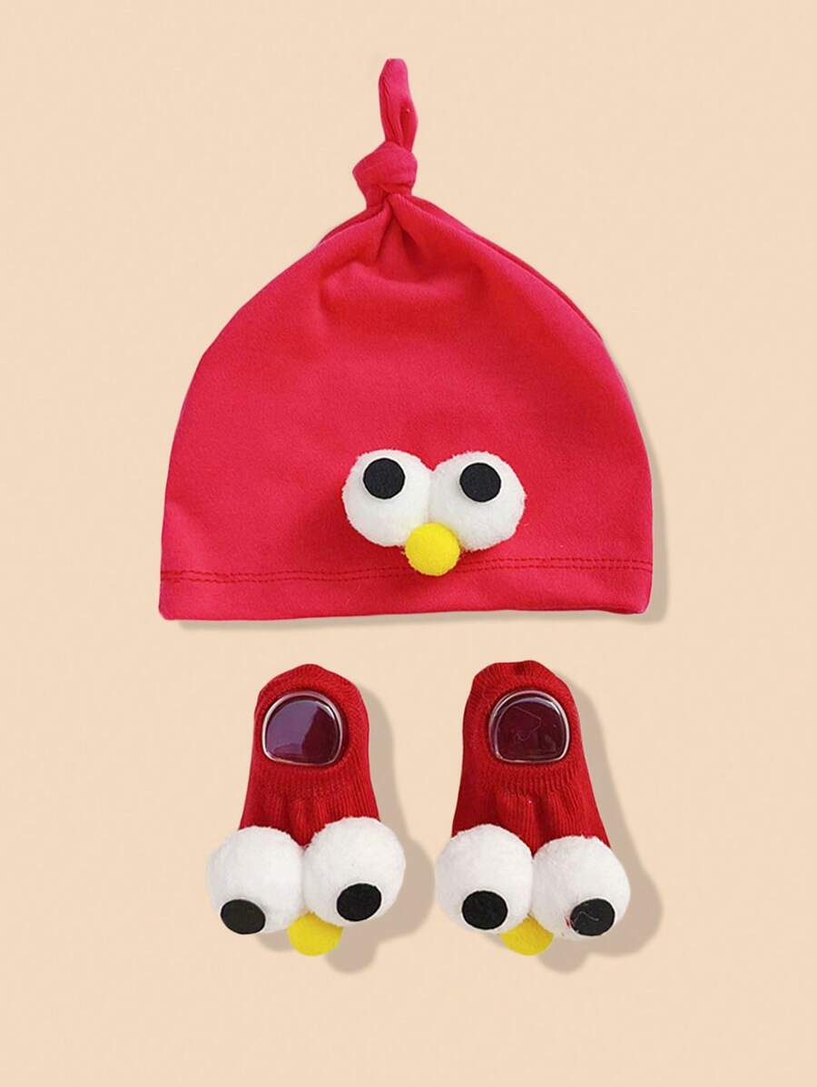 1 Set Bebé 0-1 Años Sombrero Cute Ojos Grandes Multicolor, Set de Sombrero y Calcetines de Bebé, Lindo Set de Calcetines Princesa y Gorro de Primavera/Verano para Uso Diario Recién Nacido